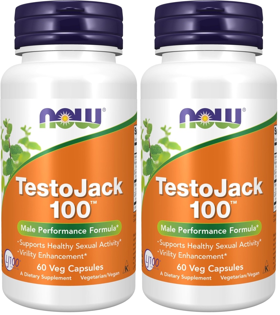 NOW Supplements, TestoJack™ 100 with LJ100®, a Potent standardized Extract of Tongkat Ali (Eurycoma longifolia), Tribulus and ZMA®, 60 Veg Capsules (Pack of 2)