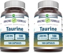 Amazing Fórmulas Taurine Amino Acid Suplemento Silencio 1000 Mg Por Serving  durable 100 Capsules  No Gluten-Free Silencio Made in USA ← Pack of 2