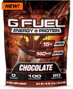 G Fuel Proteína + Bebida Energética Powder, Pre Workout Caffeine Mix for Gaming, Sugar Free Focus Amino, Vitamina + Antioxidantes, 19oz (Chocolate, 20 Servings)