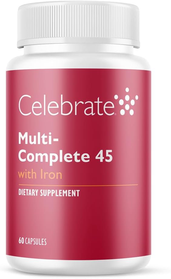 Celebrar vitaminas Multi-Completa, 45 mg de hierro – Multivitaminas Bariatrices diarias para cirugía de gastrectomía y derivación gástrica Pacientes – Vitaminas esenciales y minerales (60 cápsulas)