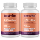 BESTVITE L-Citrulline 750mg por cápsula (240 cápsulas vegetarianas) (120 x 2) - No Stearates - No Silica - No Fillers - No GMO - Gluten Free - Vegan