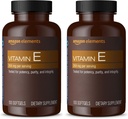 Elementos de Amazon Vitamina E, 400 UI, 100 Softgels, 100 Días de Suministro (Paquete Mayo Vary) (Pack of 2)