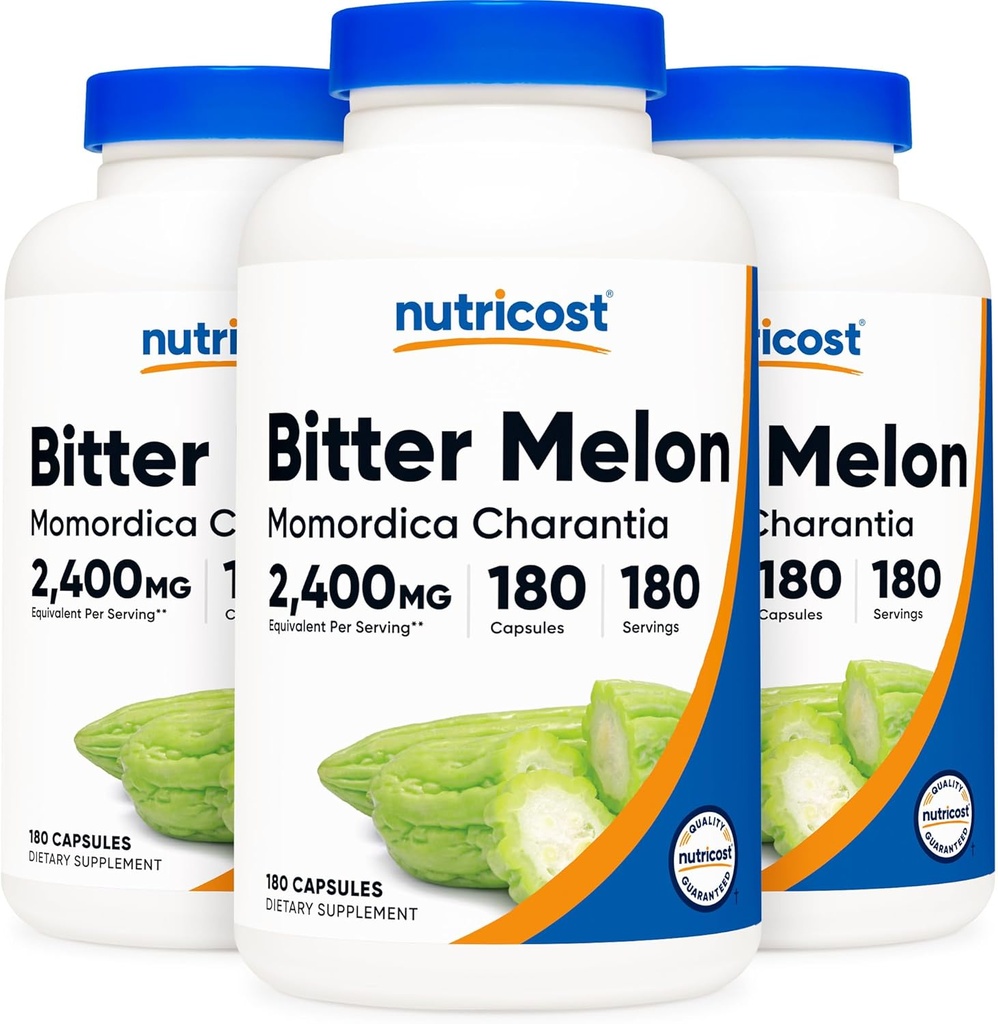 Nutricost Bitter Melon 600mg, 180 cápsulas (3 botellas)