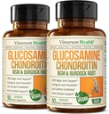 Vegan Glucosamine Chondroitin MSM - 100% Vegan Joint Support Supplement for Women & Men with Burdock and Glucosamine Sulfate 1500 mg. Utilizado para el cartílago y la salud conjunta y la flexibilidad - 2 Pack