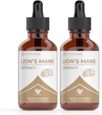 Lions Mane Liquid - Mane Tintura Mane para la memoria, Focus & Clarity - Lions Mane Suplemento - Lions Mane - Suplemento de la seta del mango del león - Suplemento de apoyo cerebral nootrópico - (2 Pack)