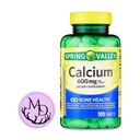 Genérico Valle de Primavera Calcio 600 mg, Suplemento dietético, Calcio de Bone Health + Incluye Pegatina de Tienda de Dri (100)