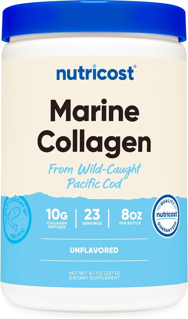 Nutricost Marine Collagen Powder Wild Caught Fish (8 oz) - 23 Servings, 10 G Protein Por Serving, Alaskan Wild-Caught Fish