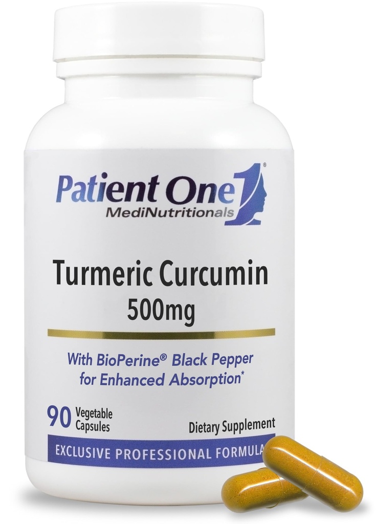 Pacientes 1 Turmeric Curcumin 500 mg Silencioso Suplemento para apoyar la respuesta inflamatoria saludable y más* Silencio con Black Pepper Extract tención 90 cápsulas