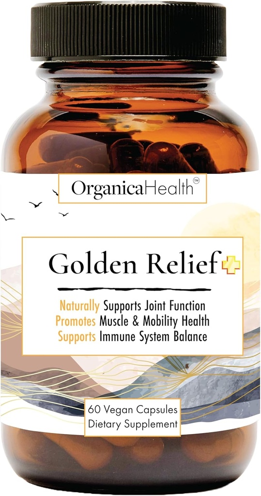 Alivio Dorado + Soporte Conjunto con Curcumina Turmérica con Pimienta Negra, Quercetina, Bromelaina, Magnesio y Boswellia - 60 cápsulas - Cuidado muscular - Suplemento Herbal por Salud Orgánica