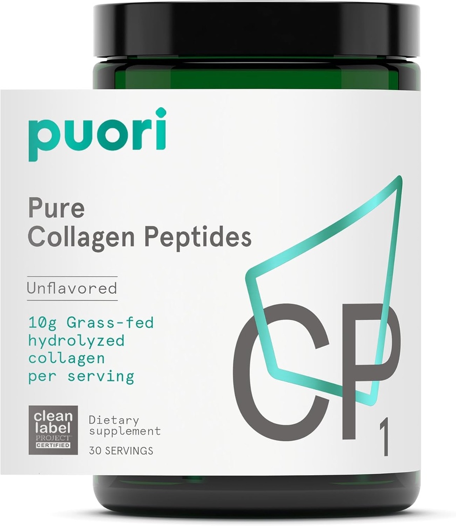 Puori - CP1 Pure Collagen Peptides Powder - Pelo, Piel, Nails - Hidrolyzed Protein, Unflavored, 30 Servings