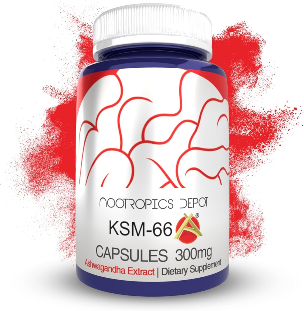 Nootropics Depot KSM-66 Ashwagandha Capsules Silencio 300mg Silencio 180 Conde Silencio Somnifera Extracto Ø Ayurvedic Herb tención Adaptogen Suplemento Silencioso + Promocionar Relajación* Silencio Energía, Memoria + Focus*