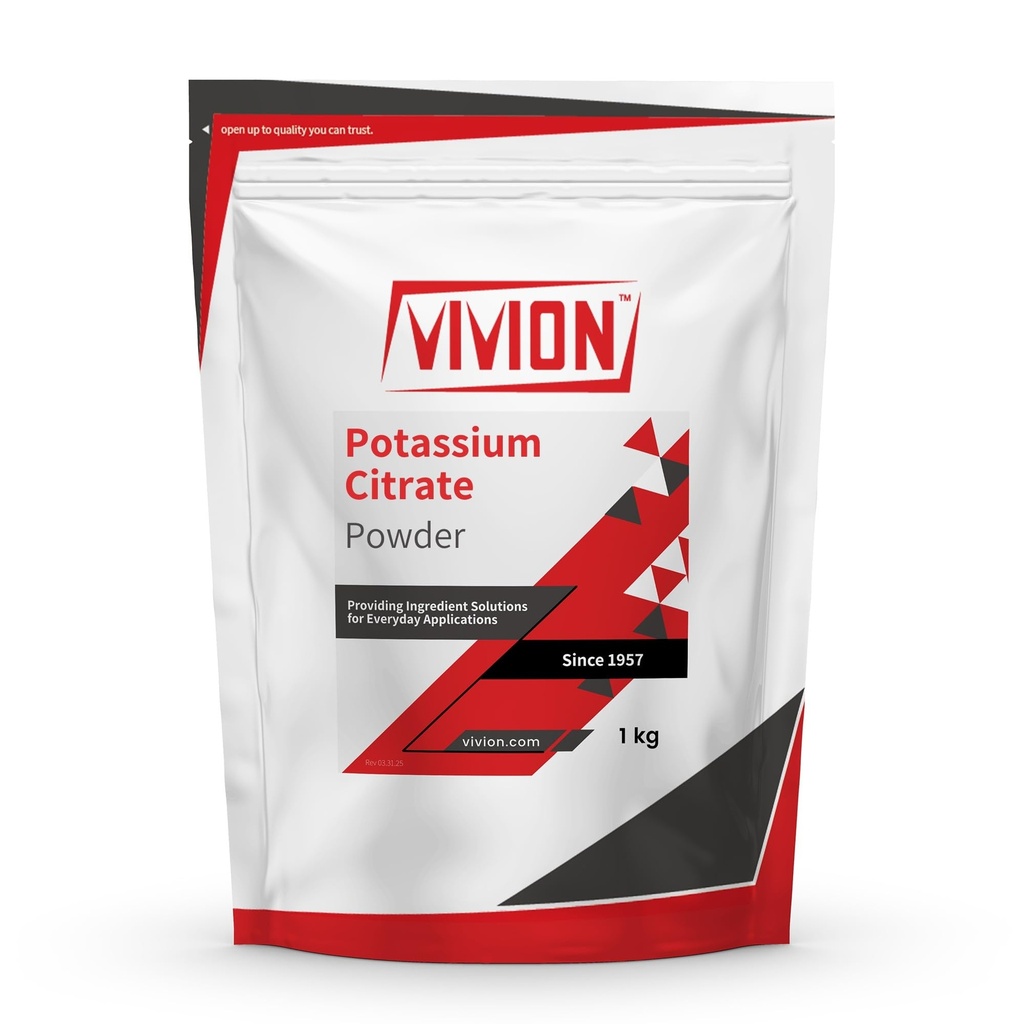 Potassium Citrate FCC/USP Non-GMO - 1 kg (2.2 lb) - Highly Soluble Electrolyte Salt - pH Buffering & Mineral Source for Beverages, Supplements & Food Formulations - Bulk Ingredient