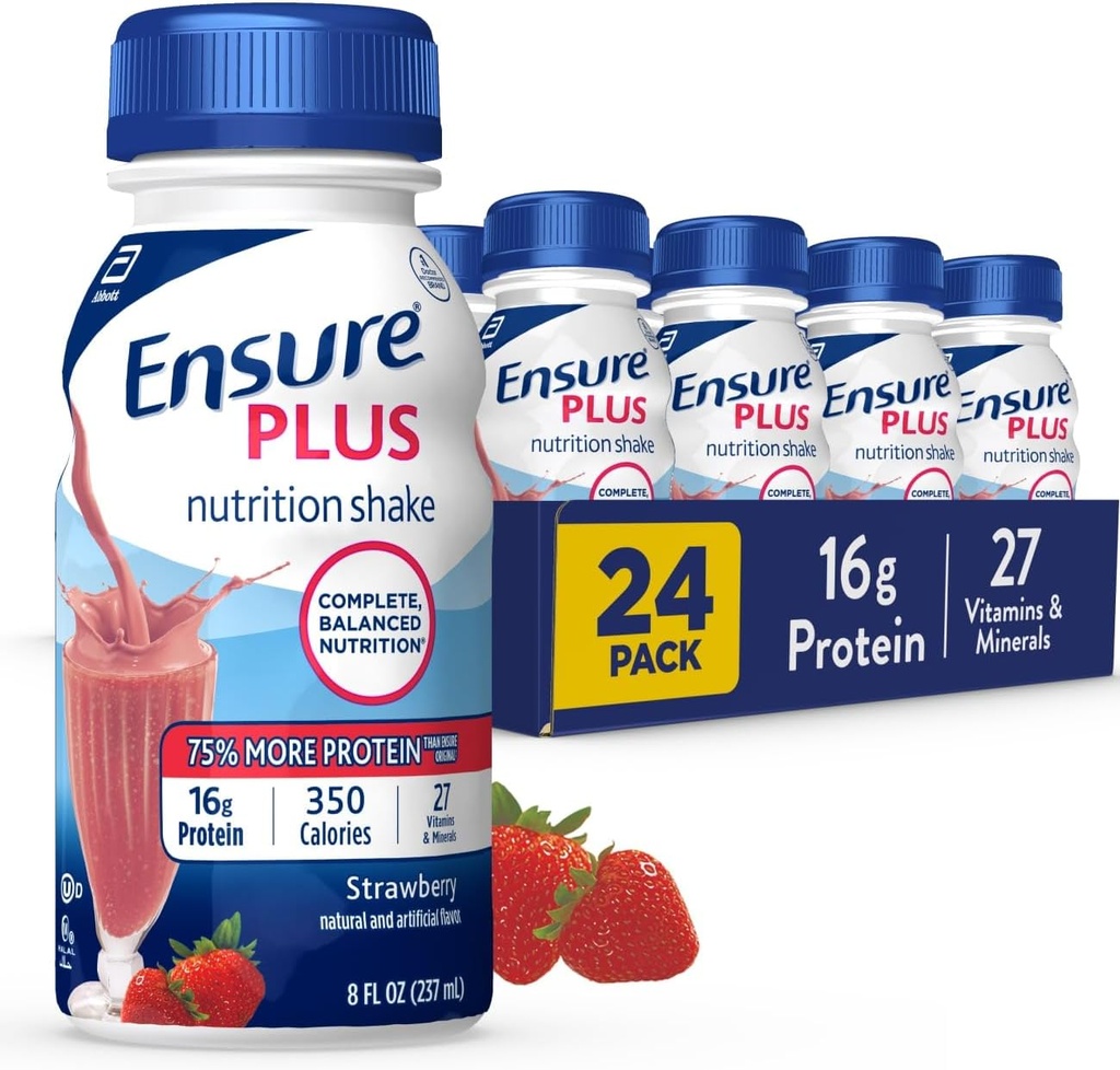 Asegurar más Fresa Nutrición Afeitar Reemplazo de Meal Afeitado Silencio listo para beber Silencio 16g Proteína y 27 Vitaminas y Minerales Silencio 8 fl oz - 24 Pack