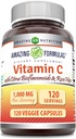 Fórmulas asombrosas Vitamina C (Acid acúsbico) 1000 Mg con Rosa HIPS & Citrus Bioflavonoids ← Veggie Capsules Suplemento Silencio No-GMO TEN Gluten Free ← Made in USA (120 Conde)