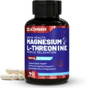 Magnesio L-Threonina, Suplemento Magnesio de alta absorción, 1900 mg de Threonina de magnesio para la salud cerebral, soporte de memoria, libre de gluten, no GMO,90 Cápsulas Vegan