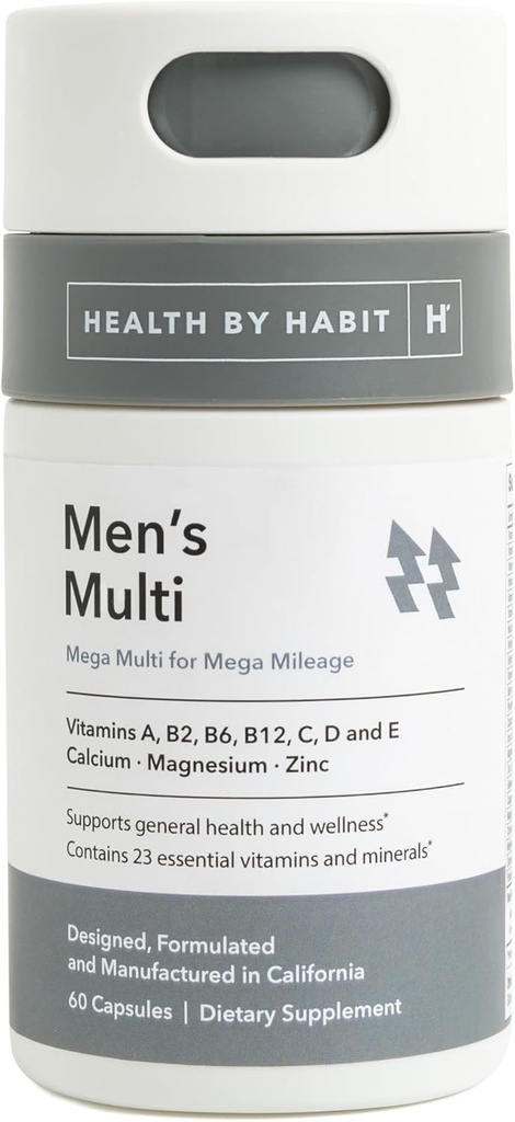Salud por Habit Mens Multi Suplemento (60 cápsulas) - 23 Vitaminas y Minerales Esenciales, Apoya Salud General & Bienestar, No GMO, Libre de Azúcar (1 paquete)