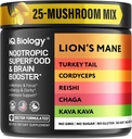 Kava Kava Root Cordyceps Lions Mane Reishi Mushroom Suplemento, Nootropic Mushrooms Capsules Kava Kava Extract, Vitaminas de hongos para las mujeres, Ashwagandha, Magnesio - 60 cápsulas (1 Pack)