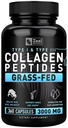 Zal Naturals Collagen Peptides Collagen Pills (360 Capsules) Grass Fed Collagen Pepetide Powder - Hidrolyzed Collagen Powder para el Suplemento de JointTendonHair Skin y uñas -