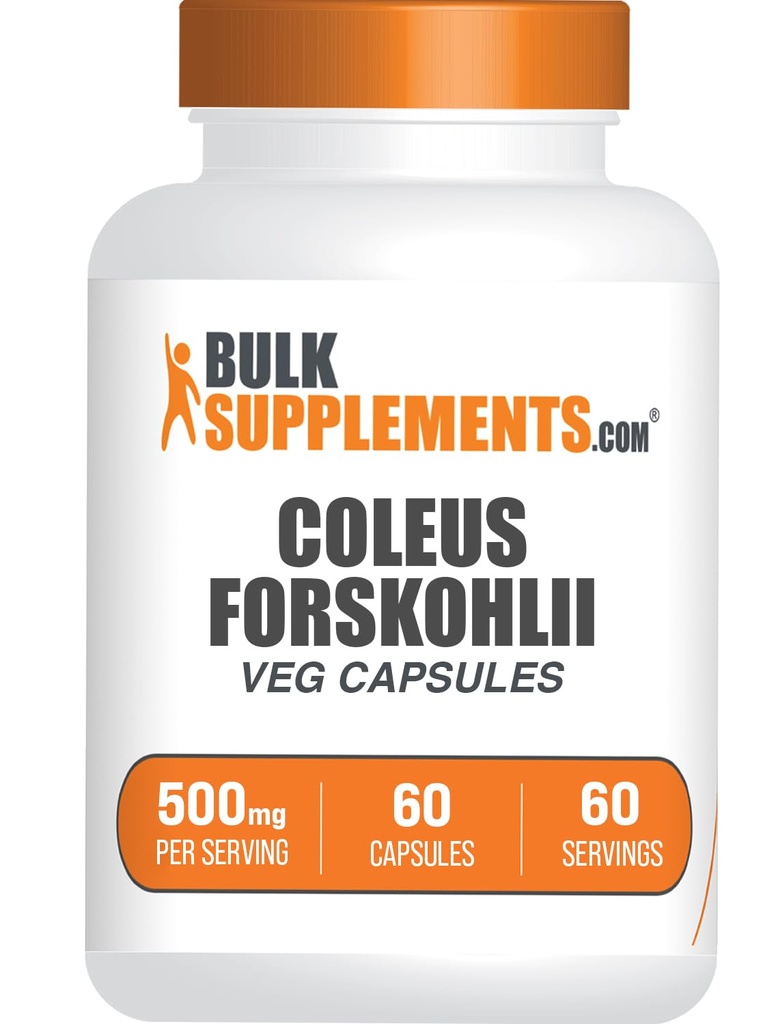 BulkSupplements.com Coleus Forskohlii Extract Capsules - Forskolin Supplement, Forskolin Capsules - Herbal Supplement, Gluten Free, 1 cápsula por Serving, 60 cápsulas (Pack of 1)