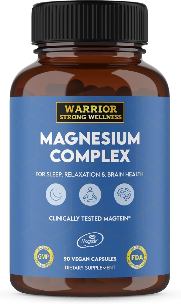 Complejo de magnesio -Triple Blend 100% Chelated Mag Suplemento-Magtein Magnesium L-Threonate for Memory & Brain Health -Glycinate, Sleep Well-Taurate- Relaxation