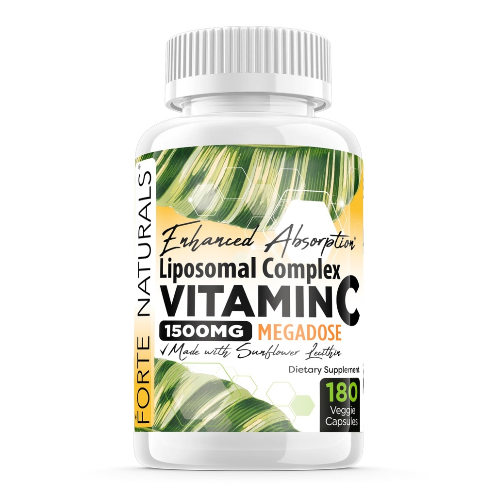 Alta Dosis Vitamina C 1500mg Liposomal C Suplemento Complejo con lentecitina de girasol Suplementos Lecitina de leche con cierre Lecitina de girasol 180 cápsulas Celebración Vitaminas