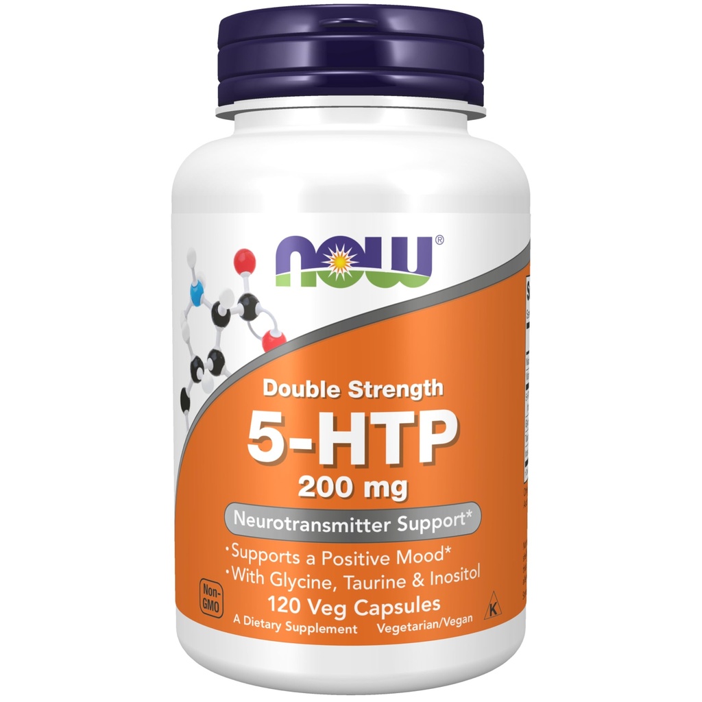 Now Supplements, 5-HTP (5-hydroxytryptophan) 200 mg, Double Strength, Neurotransmitter Support*, 120 Veg Capsules (Pack of 12)