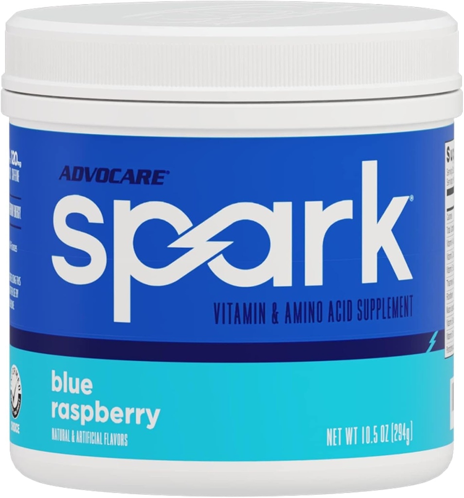 AdvoCare Spark Vitamina & Aminoácidos Suplemento - Focus " Energy Drink Powder Mix with Vitamin A, B-6, C " E - También incluye L-Carnitine " L-Tyrosine - Fresa Azul - 10,5 oz