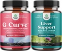 Bundle of G Curve Horny Goat Weed for Women - Enhanced Energy Mood Performance and Herbal Liver Support Milk Thistle Suplemento con Dandelion Root, Choline, Beetroot & Artichoke Extract