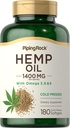 Piping Rock Hemp Oil Capsules 1400mg TEN 180 Softgels TEN Omega 3 6 9 Silencioso Presionado Silencio Gluten Suplementos gratis, Non-GMO