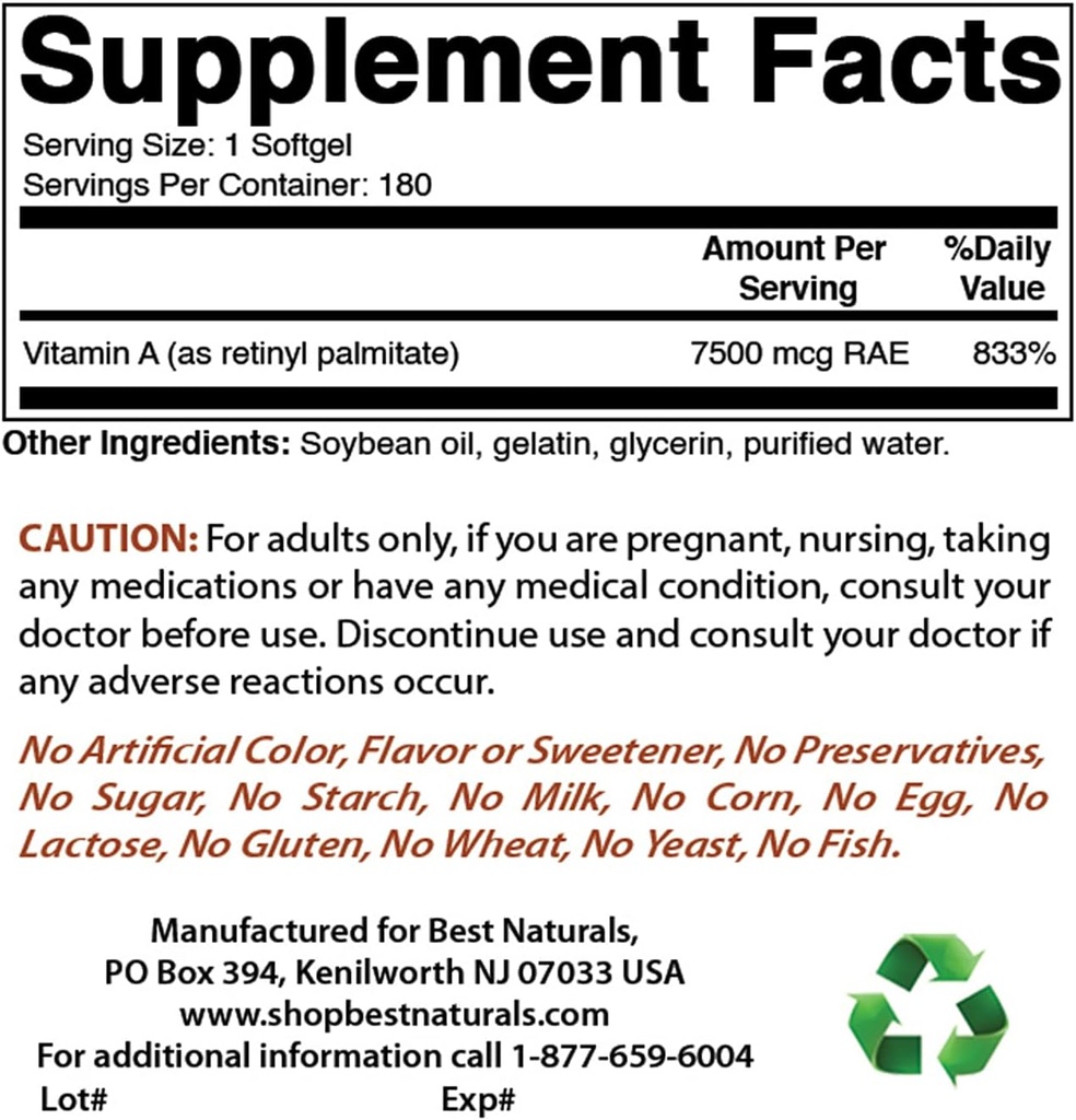 Mejores Naturales Vitamina A 25000 UI & Probiótico 10 Strains & 30 Billion CFU