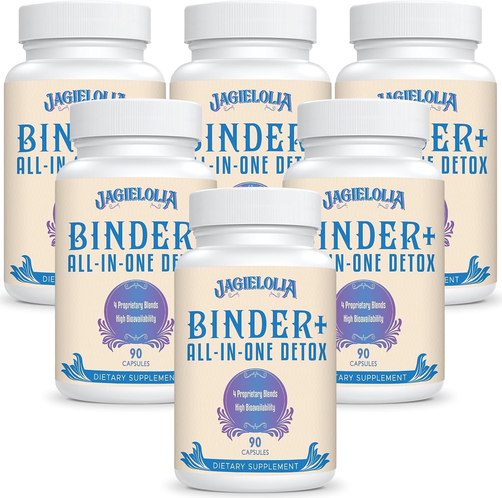 All-In-One Detox Binder Suplemento 1500 MG - High Bioavailability, Liver Gut Detox Cleanse with Activated Charcoal, Zeolite & Bentonite Clay for Toxins, Liver, Digestive, 540 Vegan Capsules