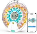 Dispensador automático inteligente, 28 piezas Organizador electrónico de píldoras para cualquier dosis con Alarma de Luz / Sonido, Organizador de Medicación Bluetooth, Caja de Píldora Cerrada para Prescripciones y Suplemento