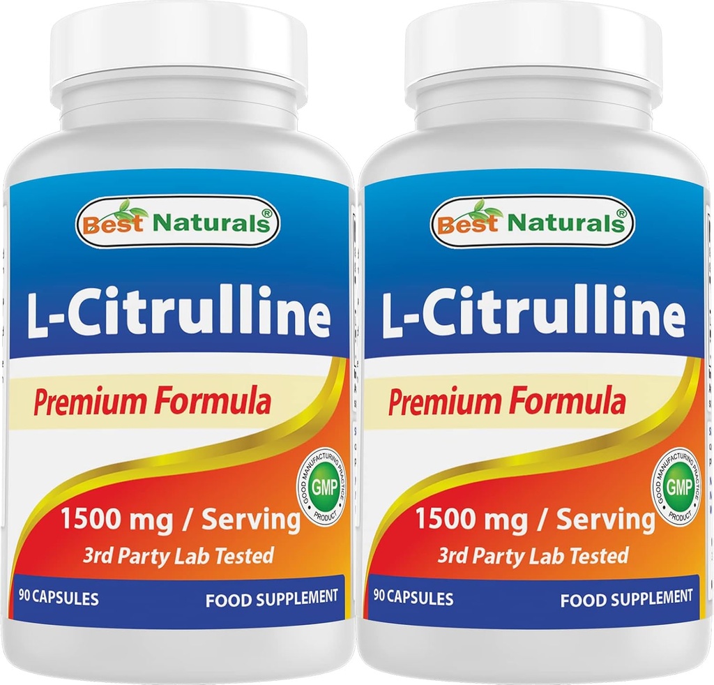 Mejores Naturales L-Citrulline Capsules - 1500mg/Serving - Non-GMO - Gluten Free - 90 cápsulas (90 Cuenta (Pack of 2))