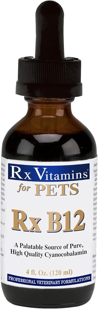 Vitaminas Rx Rx B12 para perros & gatos - Vitamina B12 Suplemento líquido para mascotas - Vitaminas para perros para bebés pequeños y grandes - Cat Health Supplies - 4 oz.