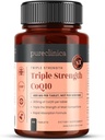 pureclinica Fermented CoQ10 300mg x 90 Tablets. No GMO, Grado USP. con adición de vitamina C y extracto de cobre negro para la absorción.
