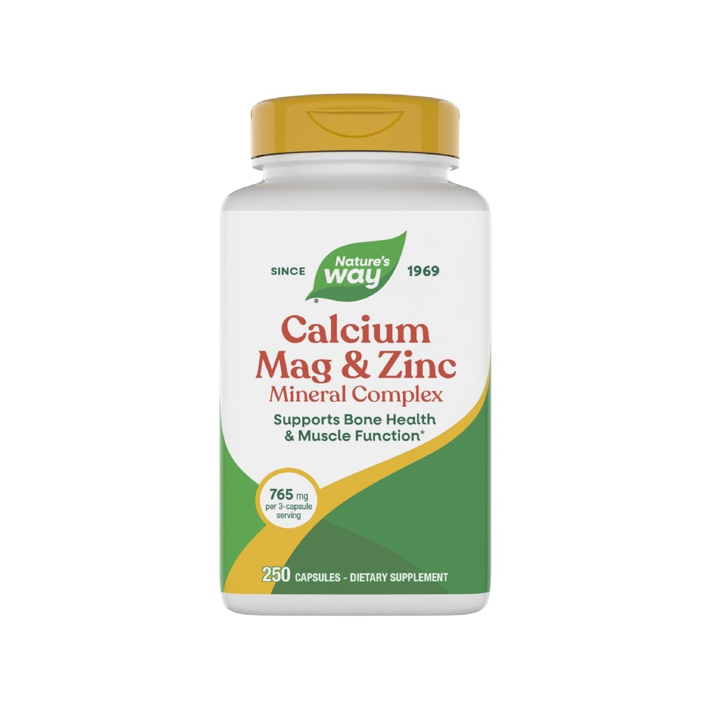 Camino de la Naturaleza Magnesio de calcio &amp; Complejo Mineral de zinc, soporta la función de la salud ósea &amp; músculo*, Immune Support*, 250 cápsulas (paquete mayo Vary)