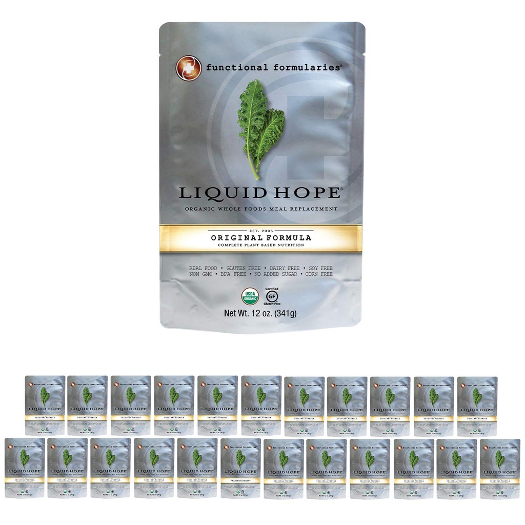 Fórmulas funcionales Liquid Hope Tube orgánico Feeding Formula and Nutritional Meal Replacement Suplemento, 12 Oz Pouch, Pack de 24