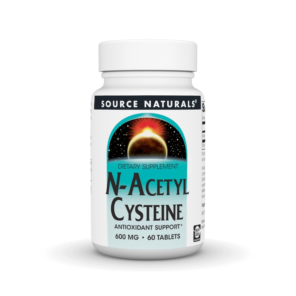 Fuente Naturales N-Acetil Cisteine Antioxidante Apoyo 600 mg Suplemento dietético que apoya la salud respiratoria* - 60 tabletas