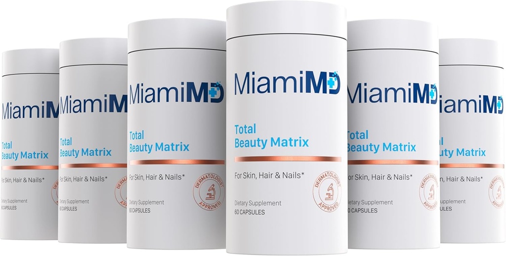 Total Beauty Matrix Collagen Suplementos para Mujeres - Collagen Capsules con vitamina C para el cabello, la piel y las uñas - Cruelty Gratis - (60 cápsulas) - 6 Pack