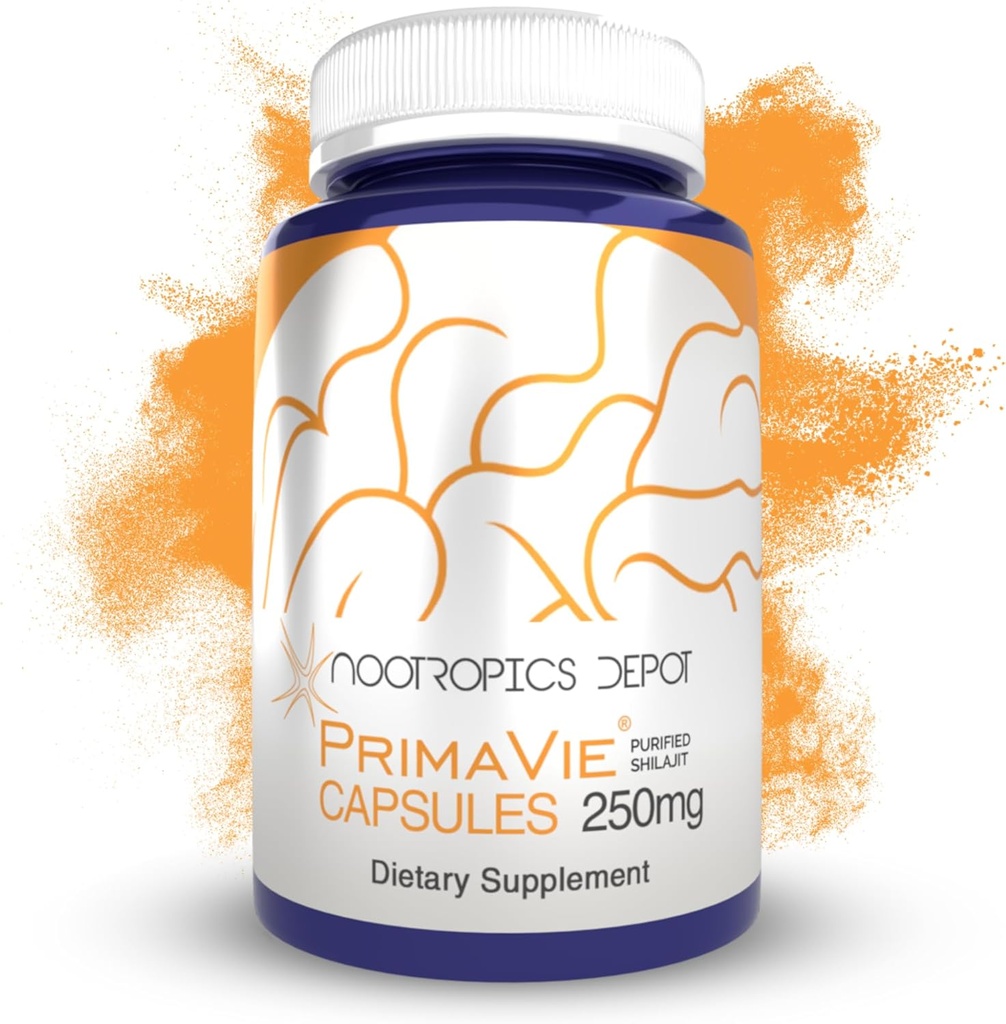 Nootropics Depot Prima Vie Shilajit Capsules TENIDO 250mg TENIDO 90 Cuenta TENIDO Extracto purificado Silencio Ayurvedic Herb TENIDO Apoyo Mitocondrial Función + Boost Endurance