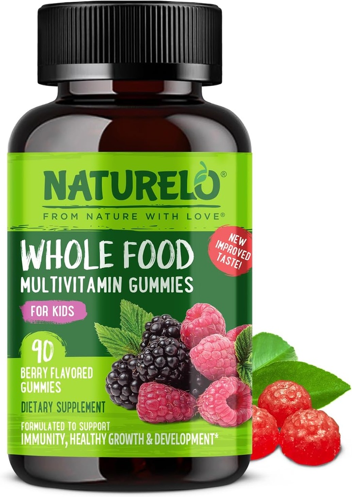 NATURELO Gafas enteras de vitamina alimentaria para niños - Gummy multivitamina para niños - No GMO - con vitaminas " minerales - 90 Gummies Vegan