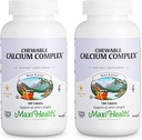 Complejo de Calcio Chewable Maxi Health – Vainilla Flavor Vitamina D3 y Magnesium Chewables para ayudar a apoyar los huesos – Kosher Magnesio y Suplemento de Calcio para Mujeres y Hombres (180 Cuenta, Pack de 2)