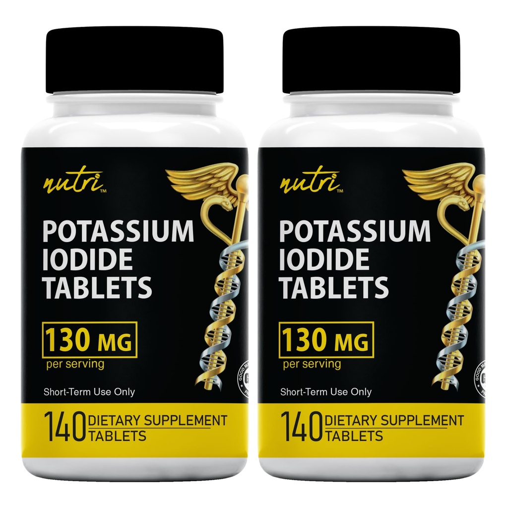 Tablas de Ioduro de Potasio (Pack of 2) 130mg - 280 Tabletas EXP 10/2032 - YODO Naciente - KI Pills - Yoduro de Potasio - Suplementos Nutri