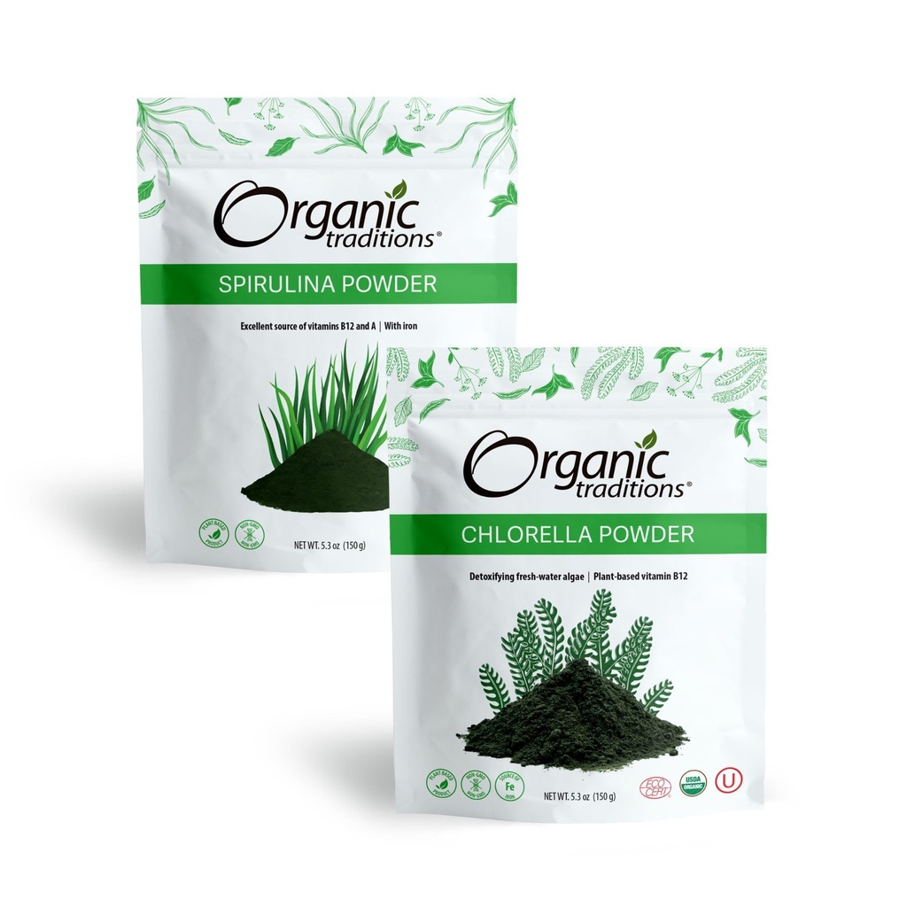Espirulina orgánica " Chlorella Superfood Powder, Vegan, No GMO