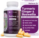 Relieve-fxTM DLPA Boswellia Turmeric and Ginger Supplement, Stress Relief, Heart, Digestion, Muscle Cramp, Joint, Inflammation Health, Vitamin B6 P5P, Boswellic Acid, Curcumin with Black Pepper - 90ct