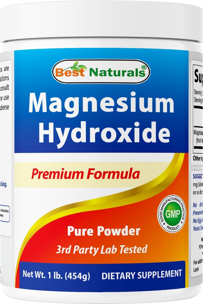 Mejores Naturales Hidroxido de Magnesio Polvo - 380 mg de Magnesio Elemental por Servir - 454 Serviciones por Cotainer - 1 Libra