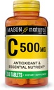 MASON NATURAL Vitamina C 500 mg - Soportes Sistema de Inmunidad Saludable, Antioxidante y Nutriente Esencial, 250 Tabletas