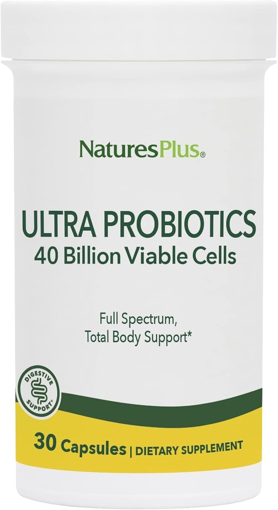 NaturesPlus Ultra Probióticos - 30 cápsulas Vegan - Soporte completo del cuerpo del espectro - Incluye acai prebiótico - 30 Actuaciones
