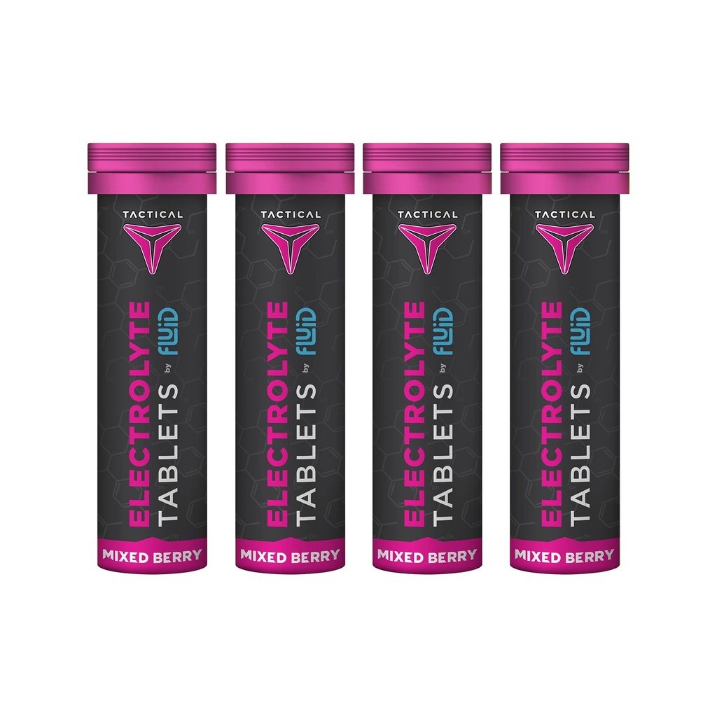 Fluid Tactical - 40 Count Effervescent Electrolyte Tablets | Mixed Berry | 320mg Sodium, 160mg Potassium | Dehydration Prevention & Proactive Recovery