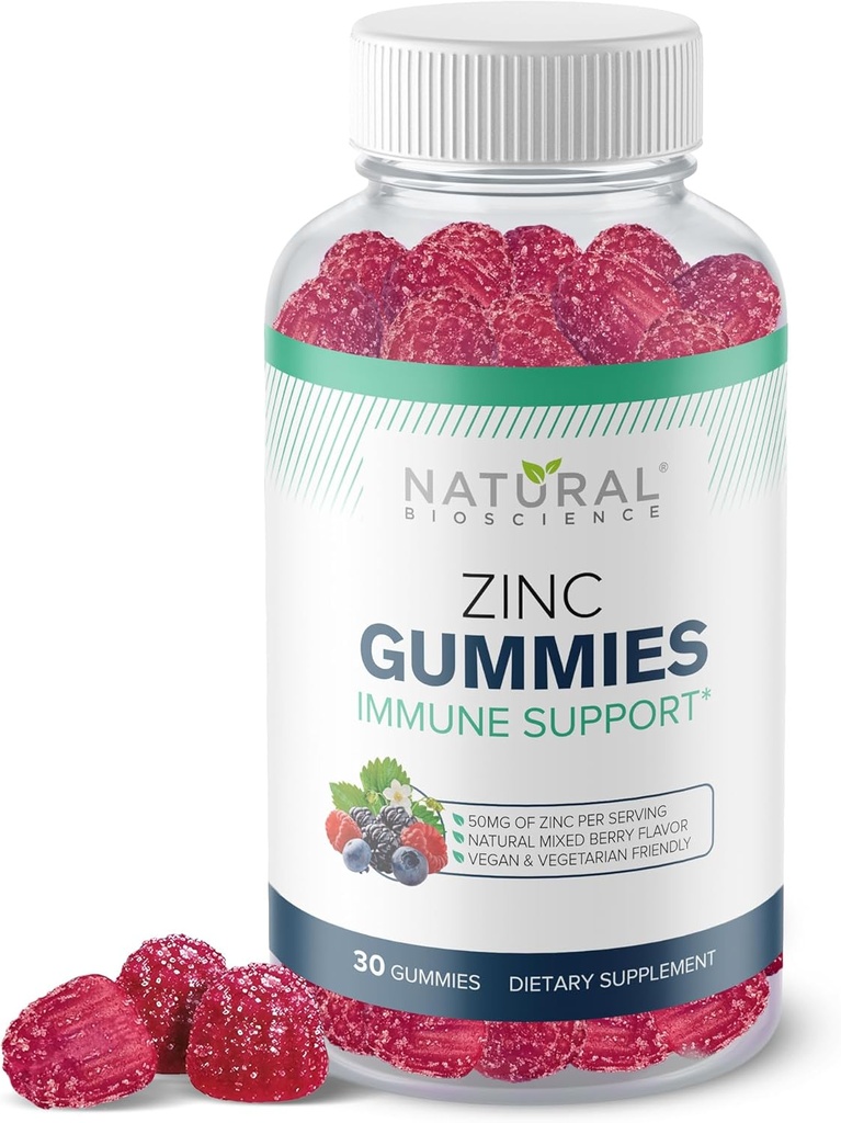 Zinc Gummies 50mg - Apoyo inmunológico, Salud de la piel, Antioxidante, Suplemento diario de zinc para adultos, Alto poder Defensa de la inmunodeficiencia Gummy, Citrate de crema de zinc Chewable Gummies de inmunidad, Vegan, No GMO, Gluten-Free